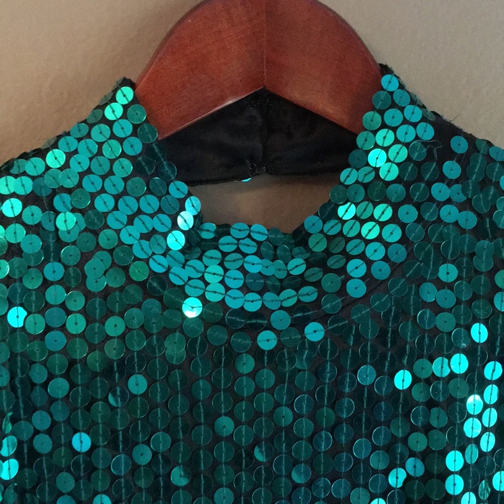 Oleg Cassini Vintage Sequin Gown - Green - Picture 2 of 7